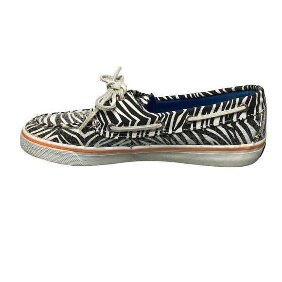 Sperry Top-Sider Zebra Boat Flats Shoes Womens 8 M Black White Sequins Slip On - Picture 9 of 12